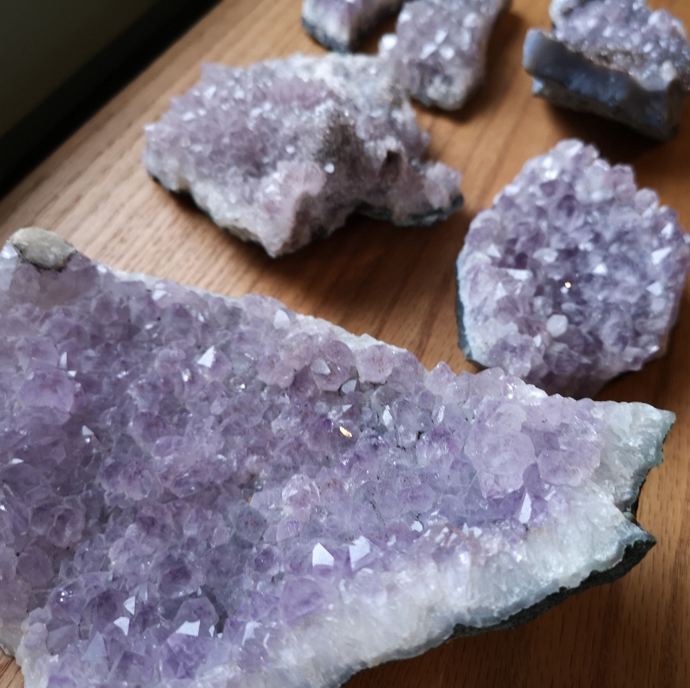 Lot of 6 Amethyst raw gemstones